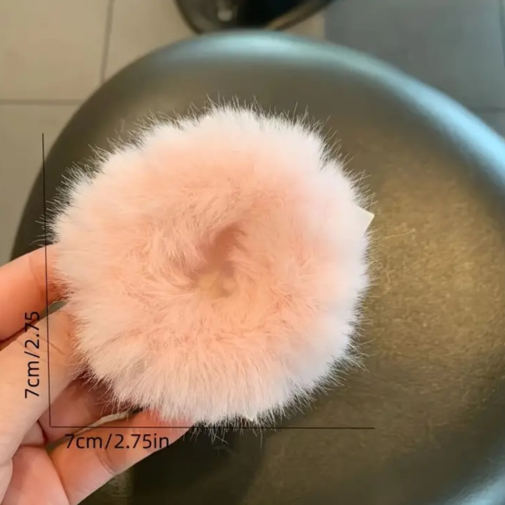 6 Pcs Faux Fur Hair Scrunchies; Fur Hair Ties; Hair Ring Ponytail Holder - Picture 2 of 2